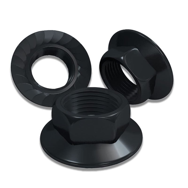 ROARADE M8x1.25 Flange Galvanized Black Nut Hex 304 Stainless Steel Types Serrated and Flat (M8x1.25 304 Galvanized Black 30 PCS) - Image 1